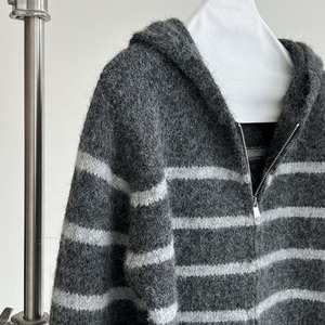 border zip-up knit cardigan J00105