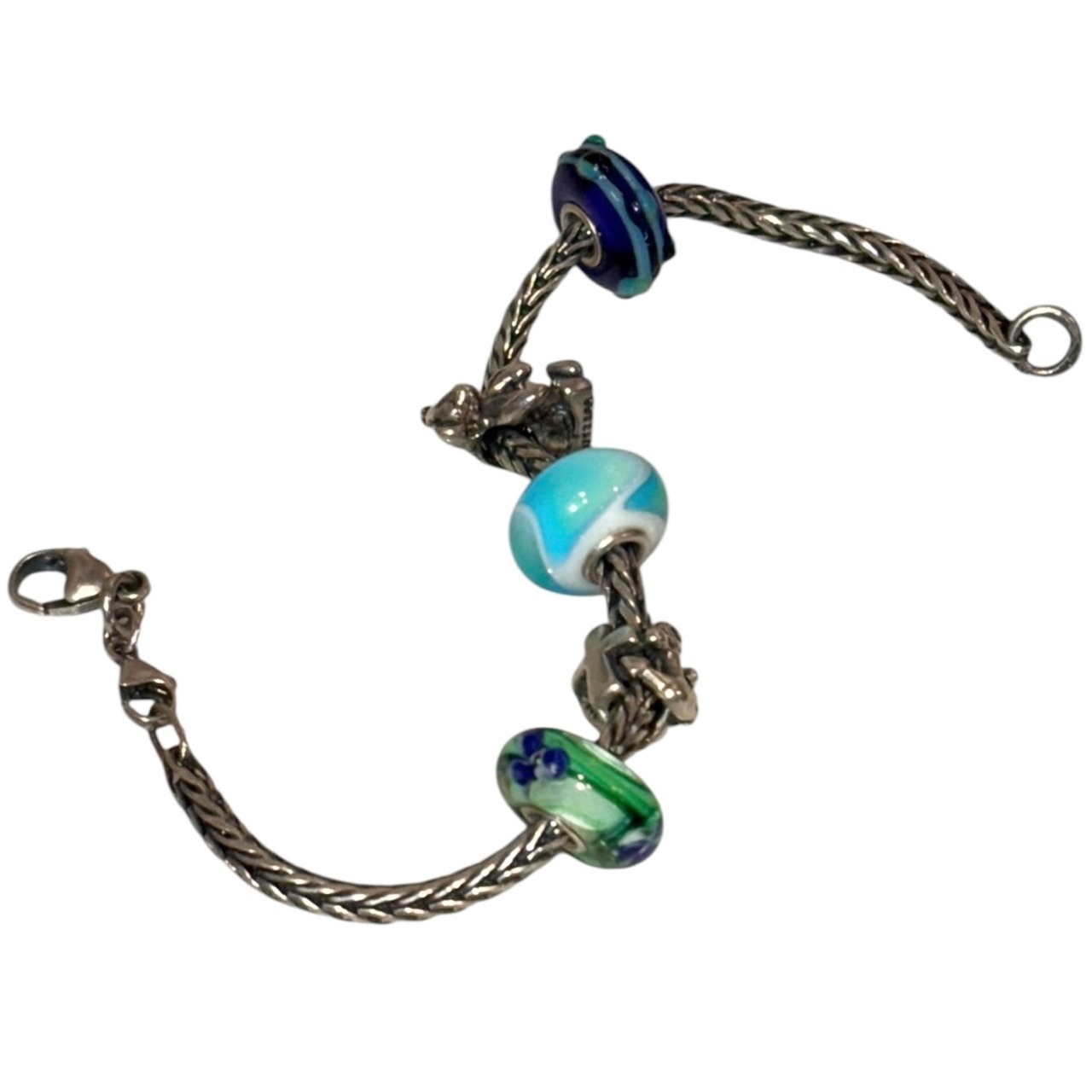 vintage silver glass beads bracelet