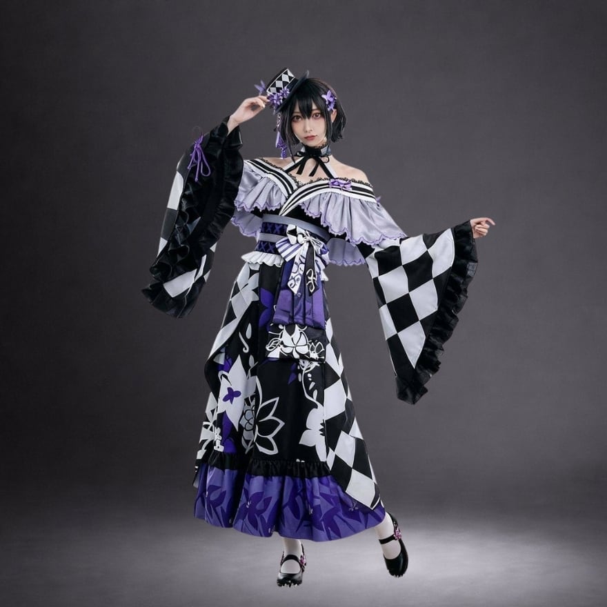 コンカフェ キャスト衣装に｜ 魔法少女×和ゴシック 市松柄フリル着物風