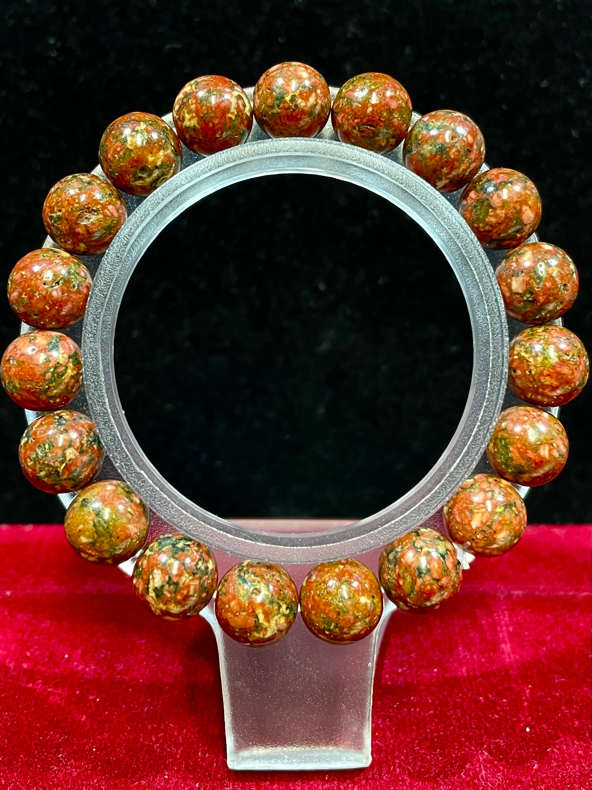 1) 超ゼロ磁場パワー!「蓮花山」無限大♾️ブレスレット10mm(レッド)