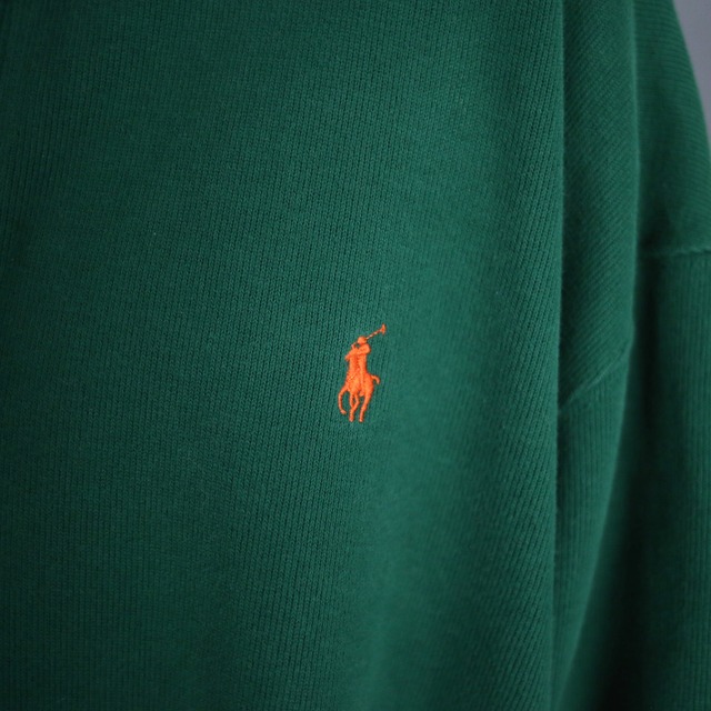 "Polo by Ralph Lauren" box silhouette over size high-neck half-zip pullover