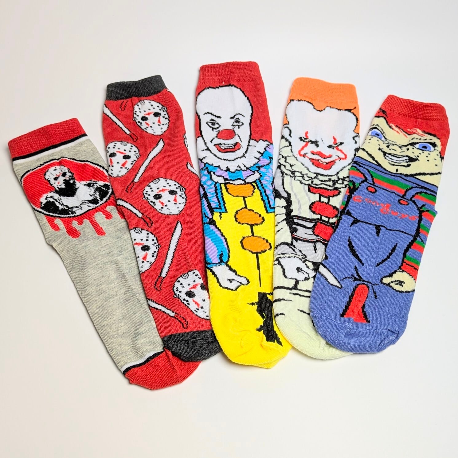 【 crew socks / クルーソックス 】【E】『 HORROR MOVIE Character Socks 5P SET 』ホラー映画キャラソックス5足セット 〚アメリカン雑貨 アメトイ〛