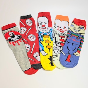 【 crew socks / クルーソックス 】【E】『 HORROR MOVIE Character Socks 5P SET 』ホラー映画キャラソックス5足セット 〚アメリカン雑貨 アメトイ〛