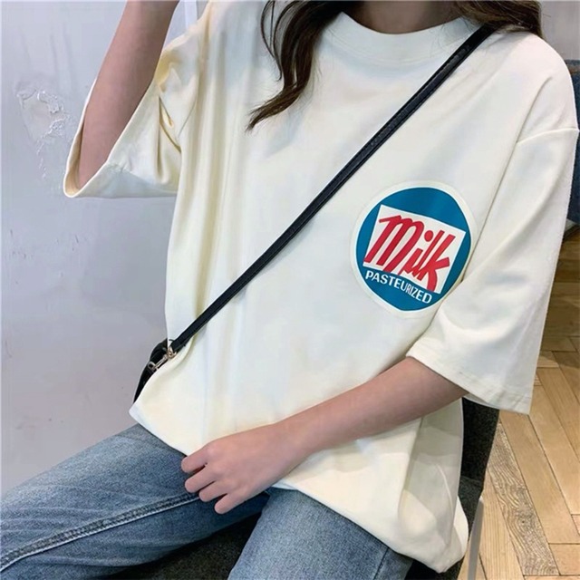 韓国デザインmikロゴビッグTシャツ（L21042-075）