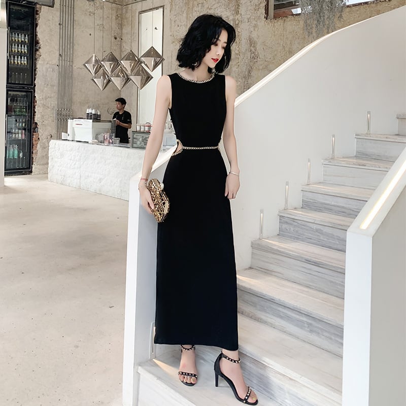 エレガント ブラック ロングドレス ブラック エレガント ロングドレス | she is （シーイズ