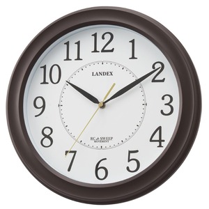 【新着特価】ランデックス(Landex) 掛け時計 電波時計 ダークブラウン ルームサイド アナログ 静音 連続秒針 夜間秒針停止 YW9163DBR
