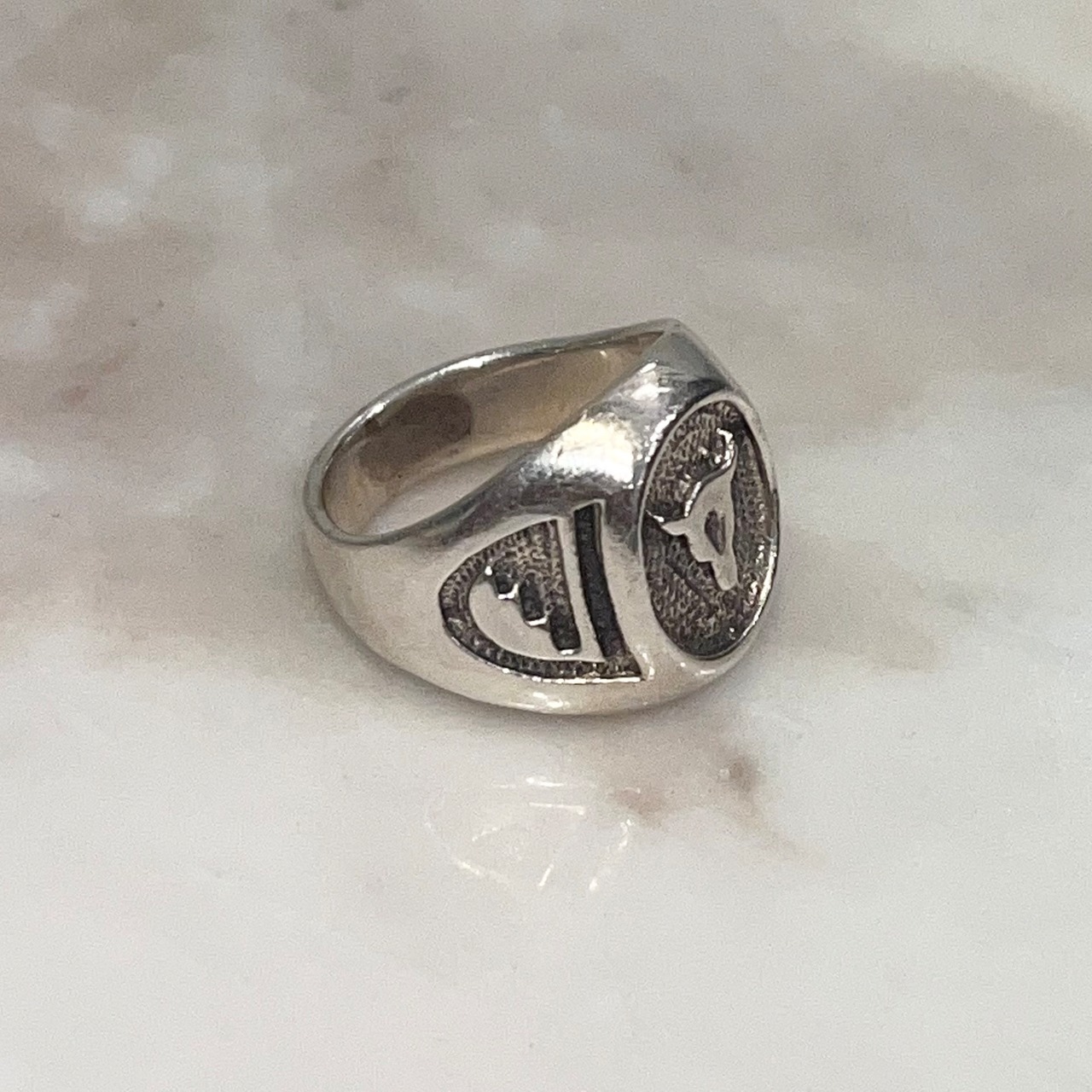 vintage silver signet ring "baphomet"