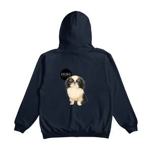 狆　バックデザインジップパーカー
