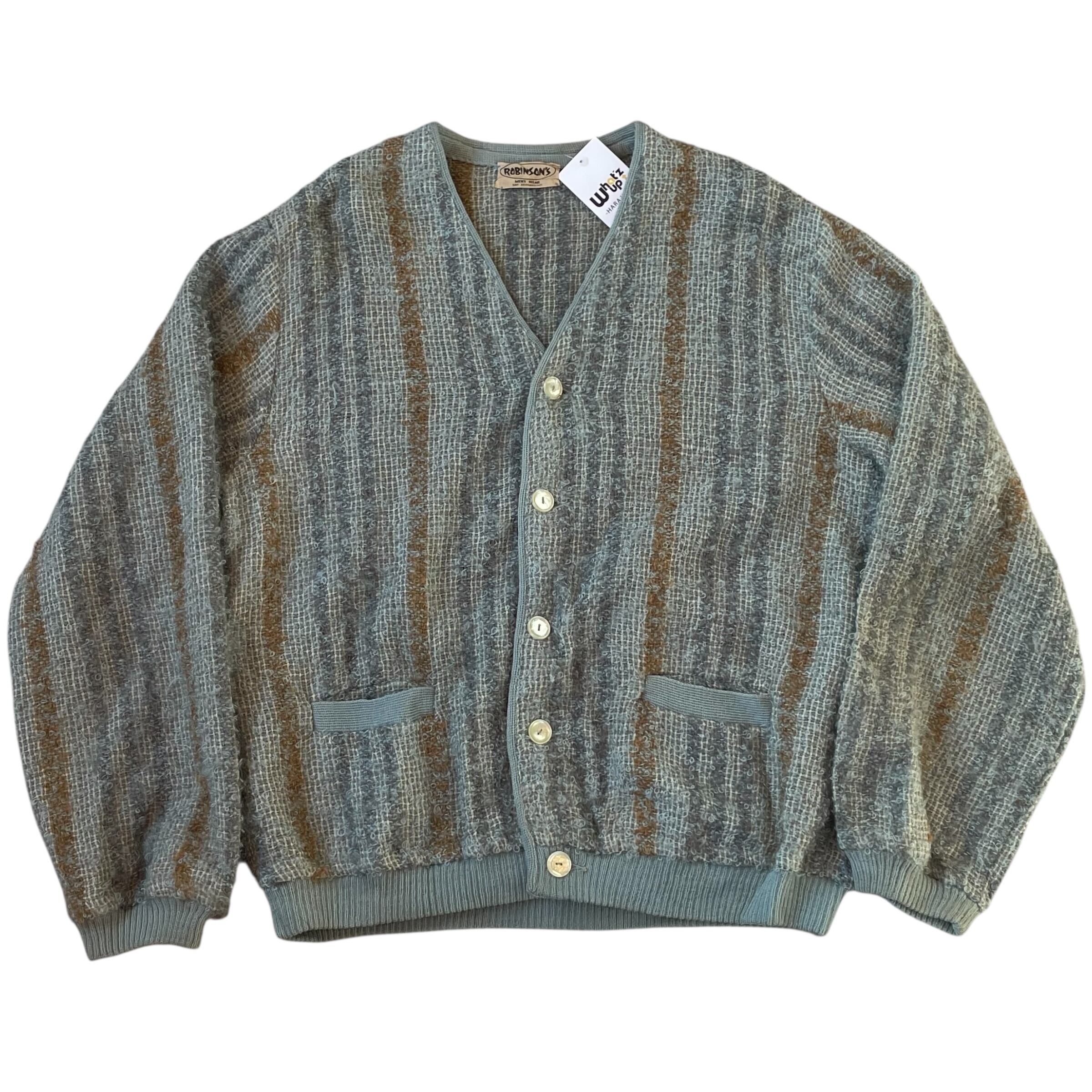 60s ROBINSON'S "stripe pattern" wool cardigan