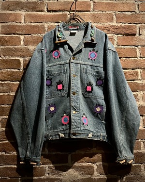 【Caka act3】Artistic Turtle Hand Paint Custom Vintage Denim Jacket