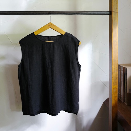 evam eva ｜water linen sleeveless (white, black）