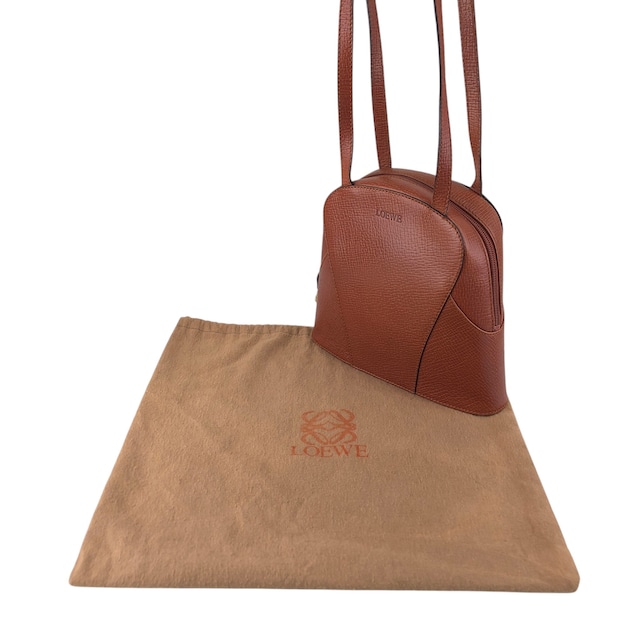 LOEWE ロエベ ショルダーバッグ ブラウン ロゴ型押し レザー vintage ヴィンテージ オールド hhdfi4