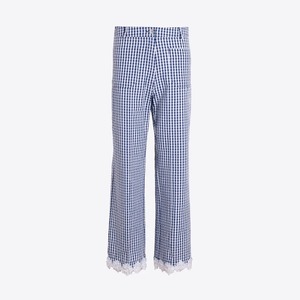 VILAGALLO ホワイト✖️ネイビーギンガムチェックサッカー素材レース裾パンツ SPAIN:VIL33361¥31.000＋tax