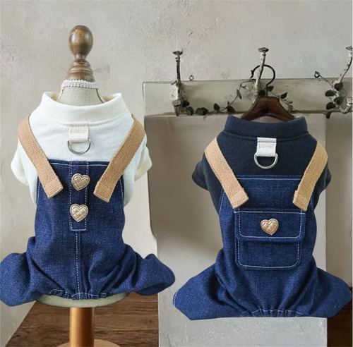 [予約販売] 【Ainoko】Denim Jumpsuit with heart buttons pet