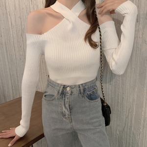 ニット トップス レディース 春夏秋 おしゃれ 個性的 きれいめ 肌見せ セクシー 大人 かわいい ホルターネック 大人可愛い 大人女子