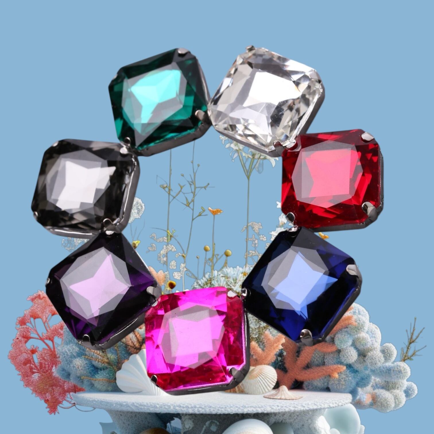 CLOSE SALE★MG0001-マグネット《ジュエリーストーン・スクエアLサイズ》