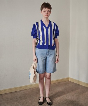 [SINOON] STRIPE PUFF CARDIGAN
