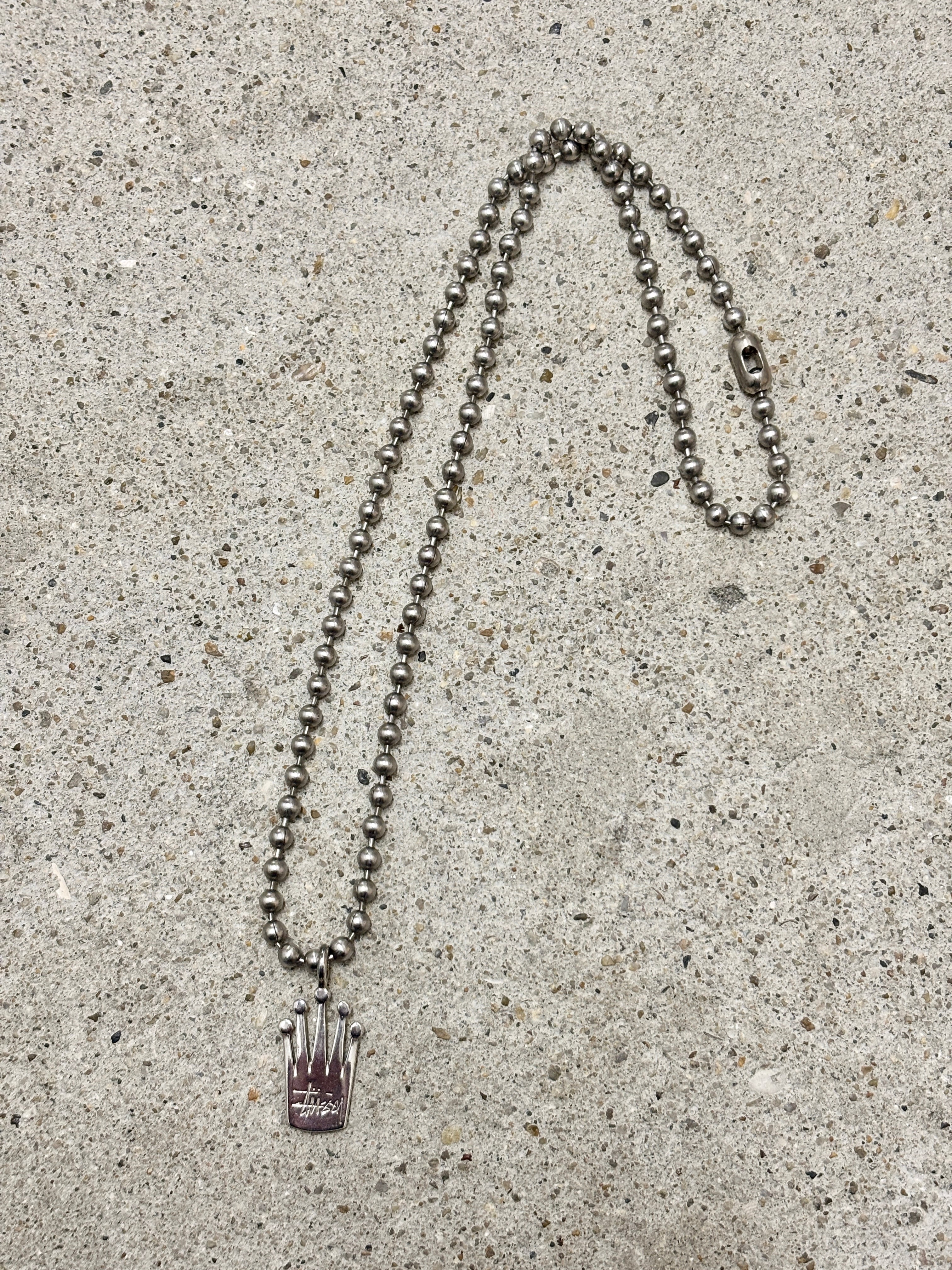 90～00s OLD STUSSY/Crown ballchain Necklace/クラウンボ－ルチェ－ン