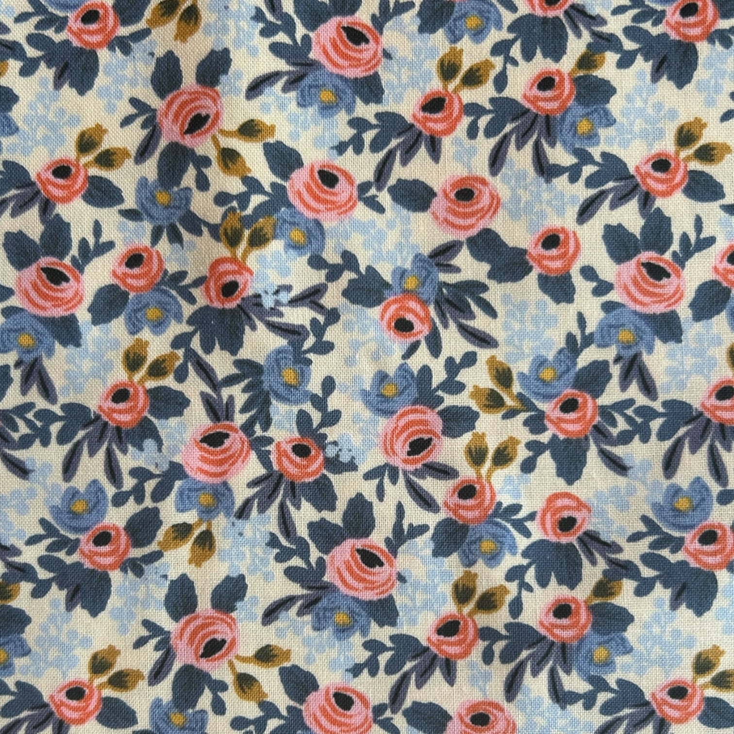〖生地巾110cm ×15cm〗Fabric -RoseNavy【Rifle paper,co】ライフルペーパー生地