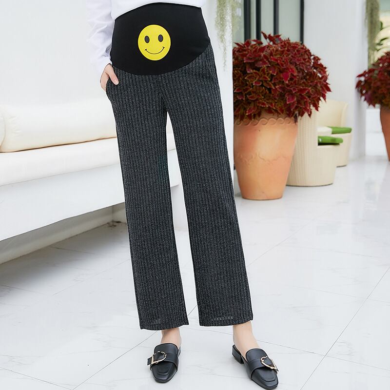 【新作】【送料無料】 マタニティウェア2019春と夏の新しいカジュアルファッションスマイリーフェイスプリントニット妊婦ベリーリフトワイドレッグクロップドパンツトレンド-アリババ スプリング 春物 サマー 夏物 expec226407839043