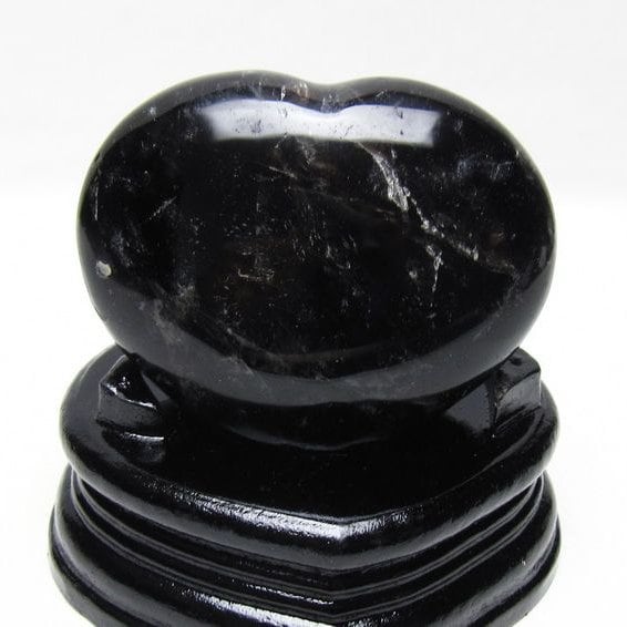 モリオン 置物 黒水晶 ハート 一点物 台座付属 155-988
