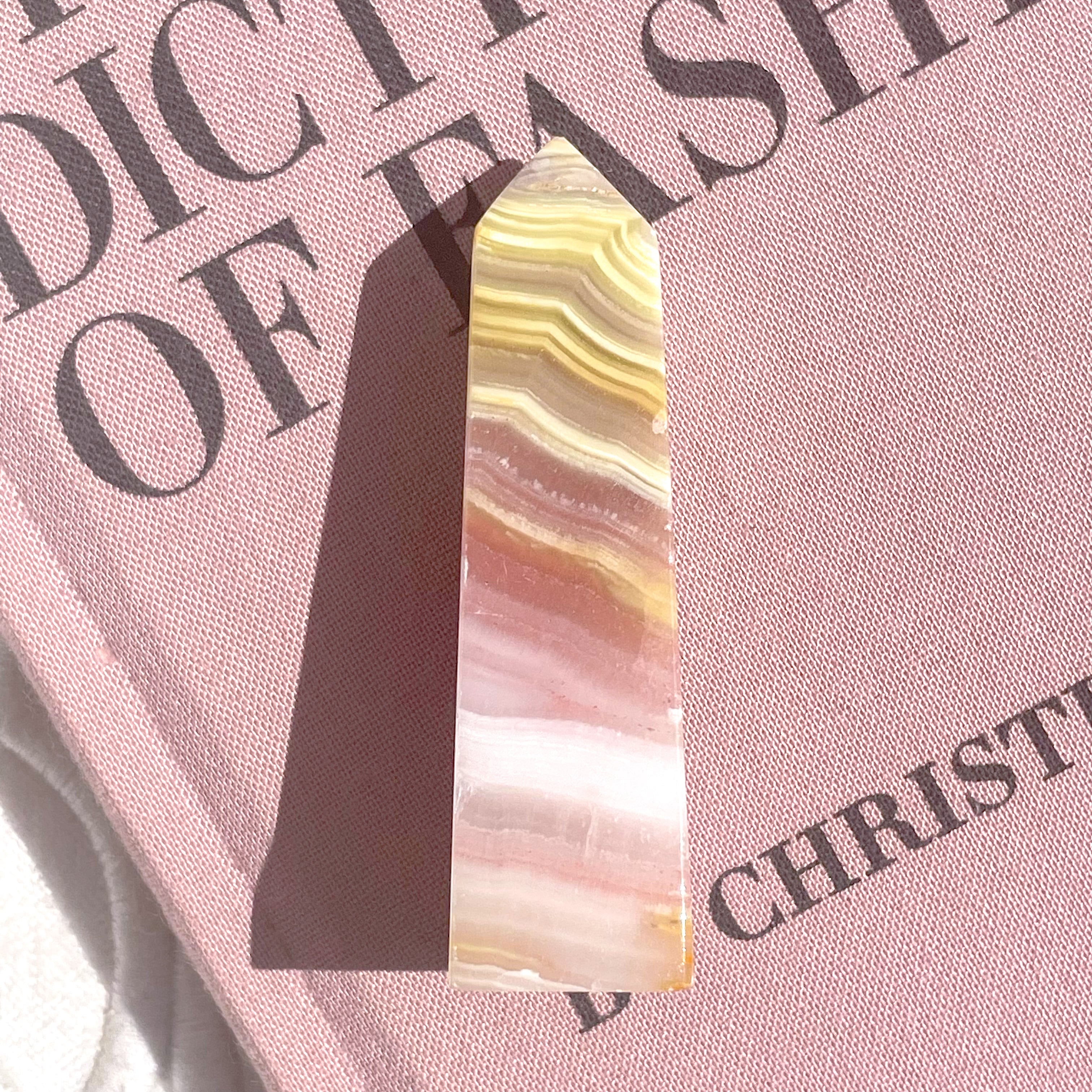 Pink Banded Calcite Point 4 ✧ ピンクバンデッドカルサイト | FLUXY