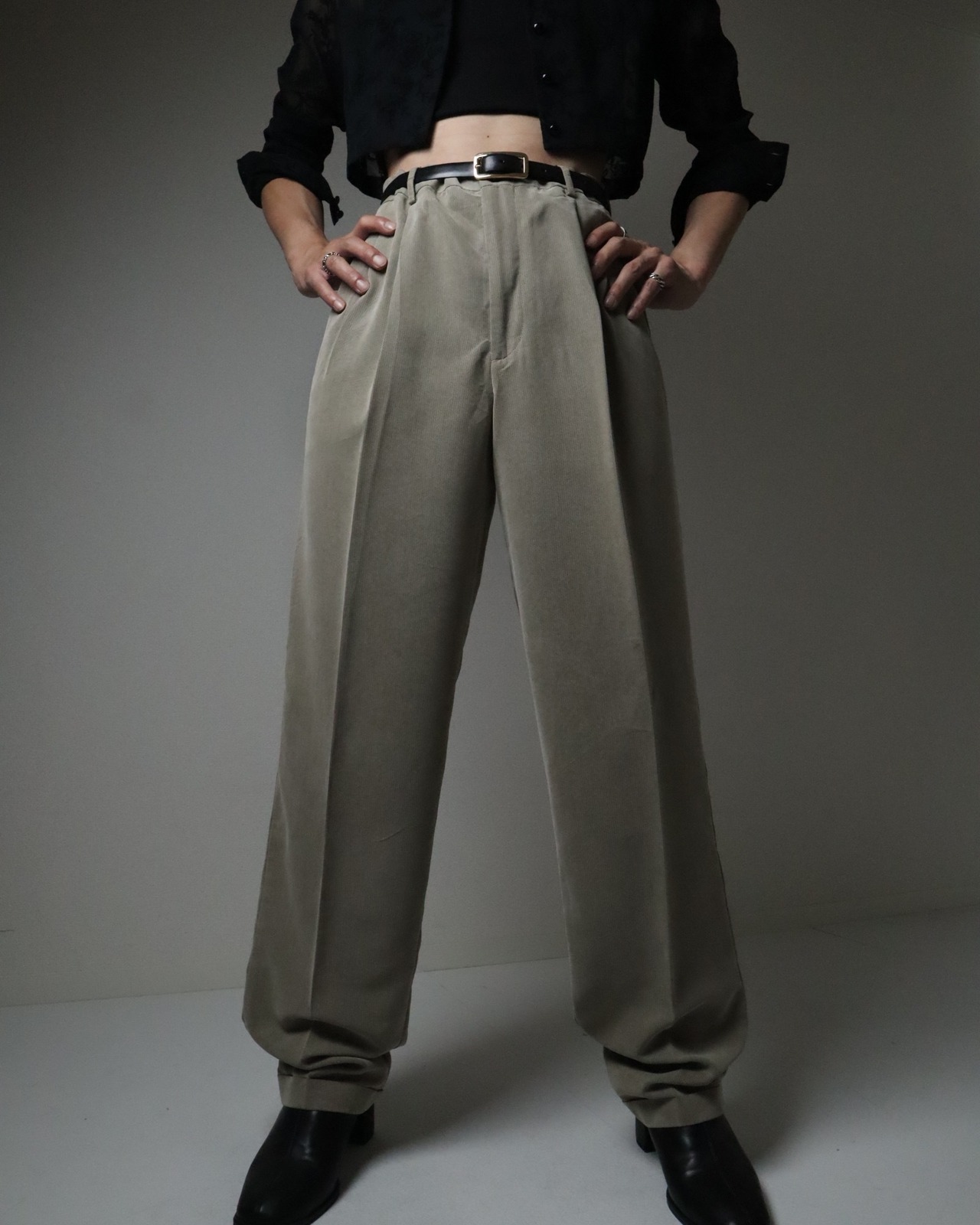 Chevron Pattern Slacks chevron stripe 2tuck wide silky slacks graige | ARIE VINTAGE