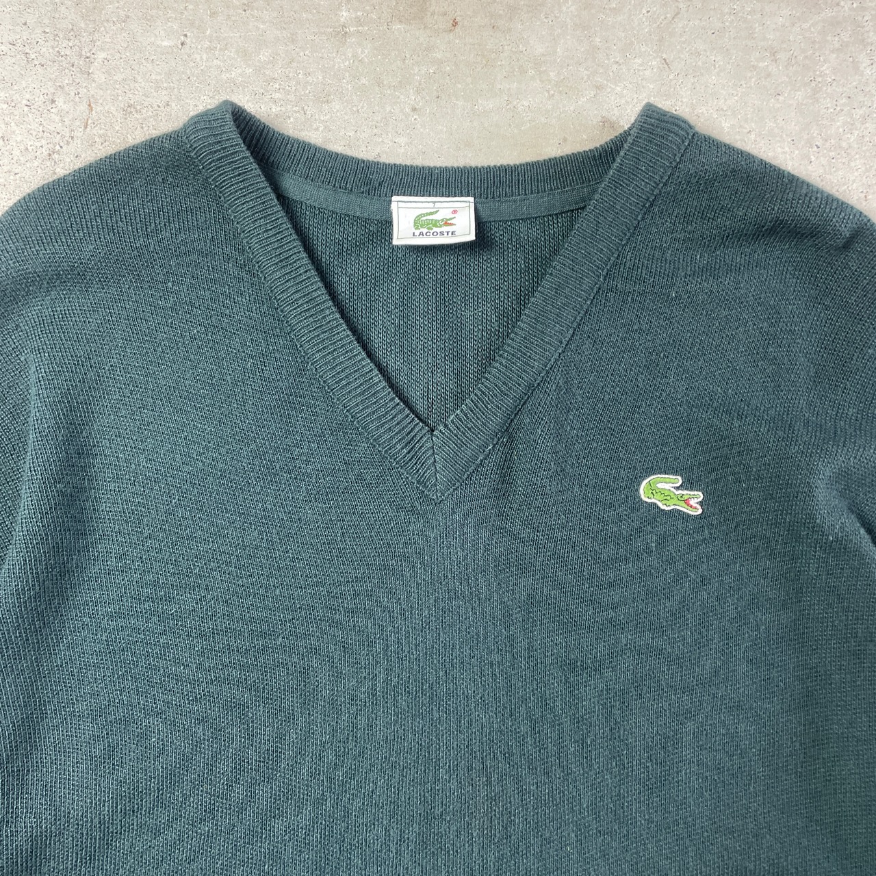 80年代〜 LACOSTE ラコステ ウール×アクリル Vネックニットセーター 