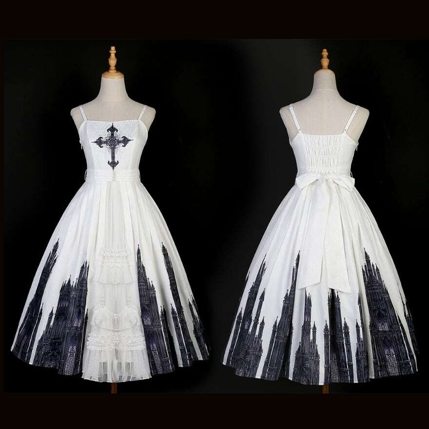 即納 ブラック ホワイト Mサイズ ゴスロリ セットアップ ケープ