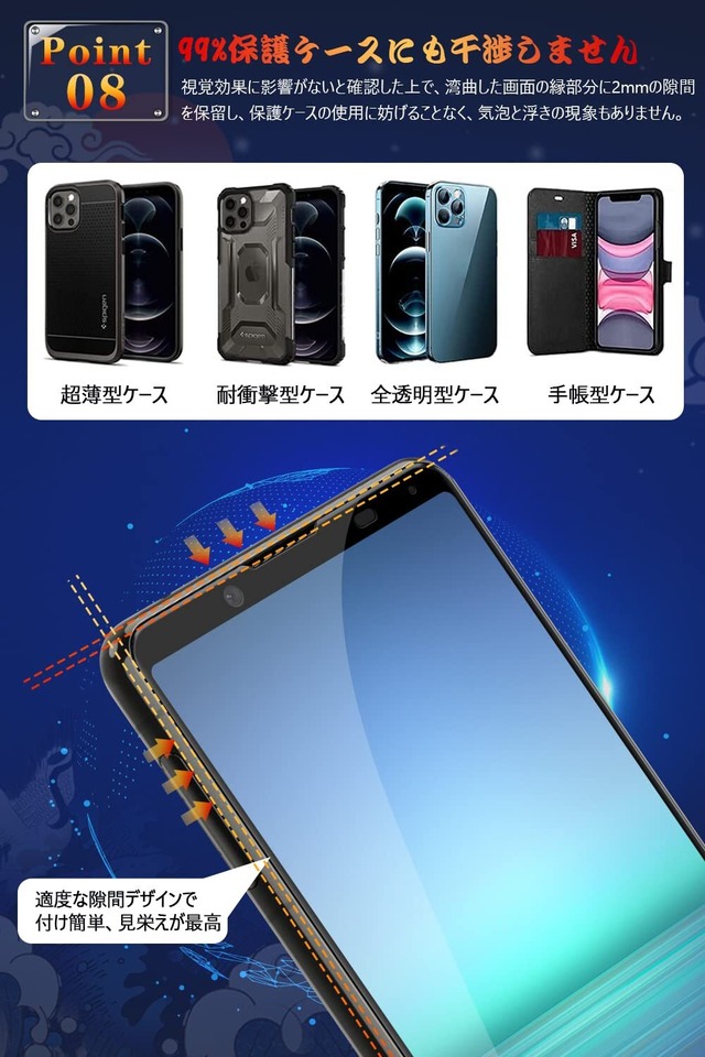 Xperia 5 II ガラスフィルム SO-52A SOG02 液晶保護 フィルム 日本旭硝子素材製 強化極細黒縁 硬度9H 耐衝撃 撥水撥油 指紋防止 貼り付け簡単 自動吸着 気泡ゼロ 飛散防止 エクスペリア 5 II 強化ガラス 【2枚入り】