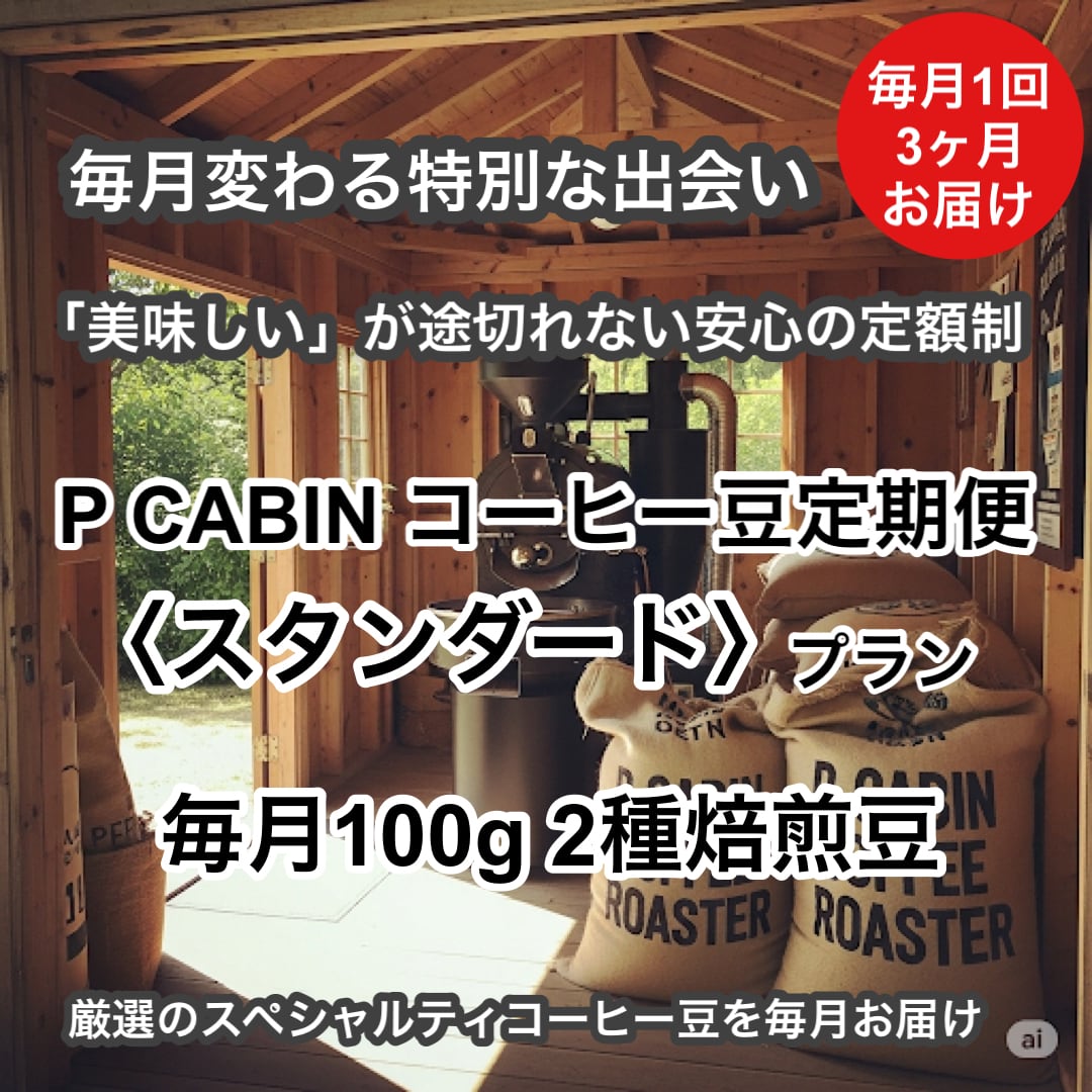 P CABIN コーヒー豆定期便<スタンダード>(100g×2種豆)【受注焙煎・自家焙煎コーヒー豆】送料無料(お試し・味比べ・サブスク)