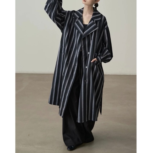Striped belted coat dress C1450