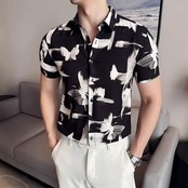 slim business print shirt 00345