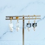 《Petit Chaton Pearl》-プチシャトンパール-大人可愛い 猫ピアス・イヤリング 天然シェル＆淡水パール 14KGF