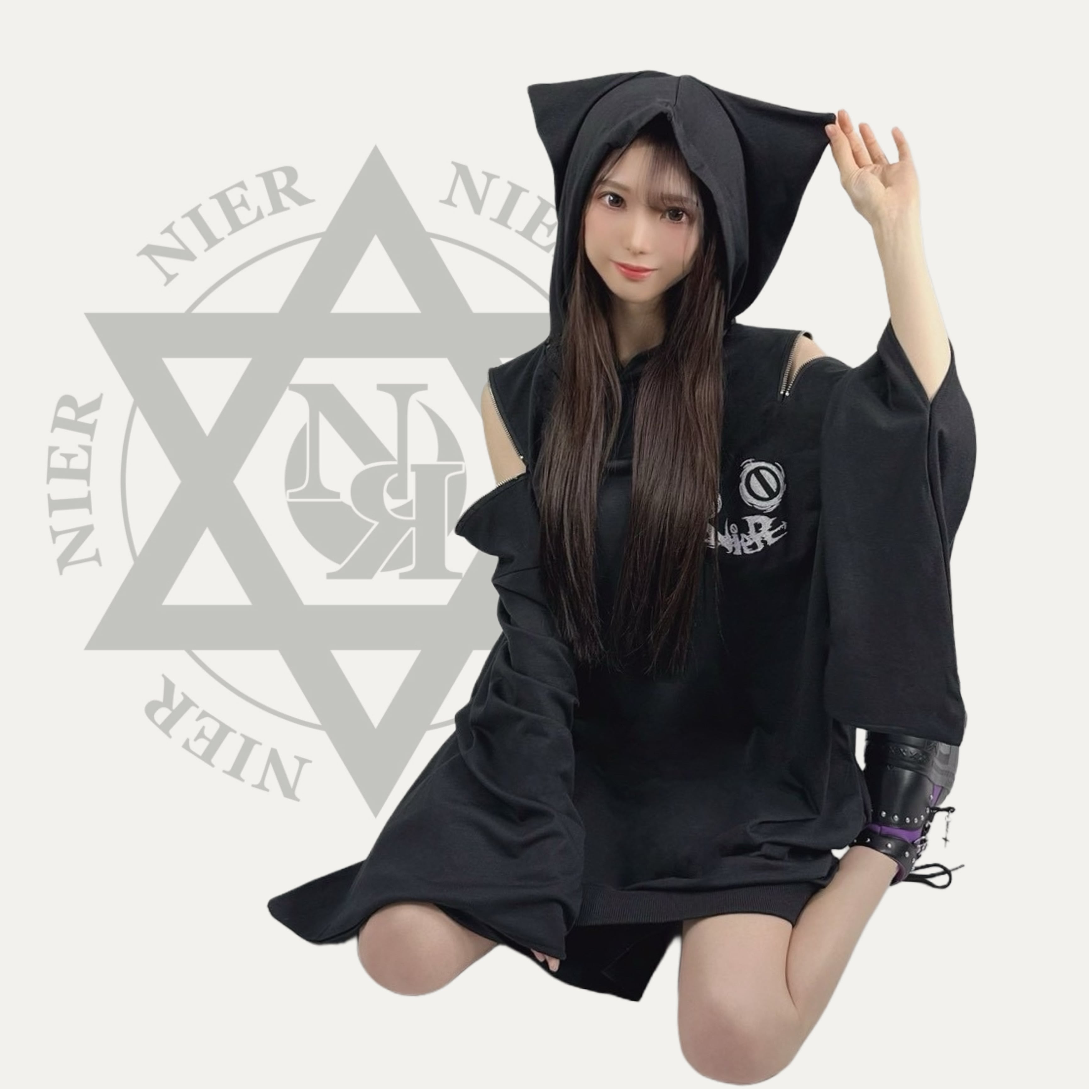 新春応援55%OFF SALE》猫耳2WAY SHOULDER WIDE SLEEVE UNISEX PARKA