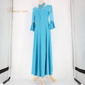 社交ダンス 衣装 スタンダード ドレス ワンピース レッスンウェア パーティドレス 水色 ライトブルー系 ホルターネック ICHIOKU イチオク ラインストーン フォーマル ストレッチ おしゃれ 演出用 結婚式 余興 ダンスパートナー パーティー用 演技用 セミオーダー レディース 長袖 お揃い コスプレ 刺繍 ビーズ付き 体型カバー メール便可