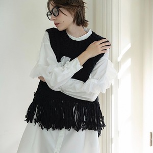 ニットフリンジベスト(ブラック)