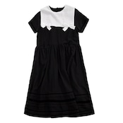 リボン セーラーカラーブラックロングワンピース i0299