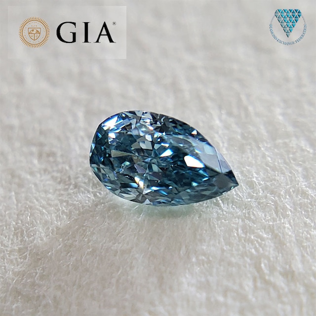 GIAレポート付 0.05 ct FANCY INTENSE GREEN BLUE GIA 天然 グリーン ブルー ダイヤモンド ペアシェイプ