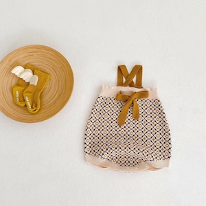 【秋作】リボンサロペットロンパース