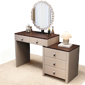 Tiktok ドレッサー おしゃれ 北欧風｜LEDライト付きミラー｜伸縮式・大容量収納・化粧台・デスク兼用｜ナチュラル高級感MDF素材 【スツールなしタイプ】P18-ns