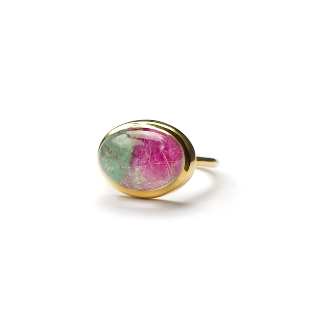 S925 OVAL DOUBLET STONE RING GOLD -MOHAVE TURQUOISE-