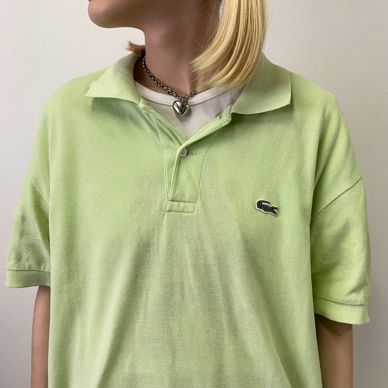 LACOSTE ラコステ ポロシャツ 刺繍ワンポイントロゴ 黄緑 抹茶色