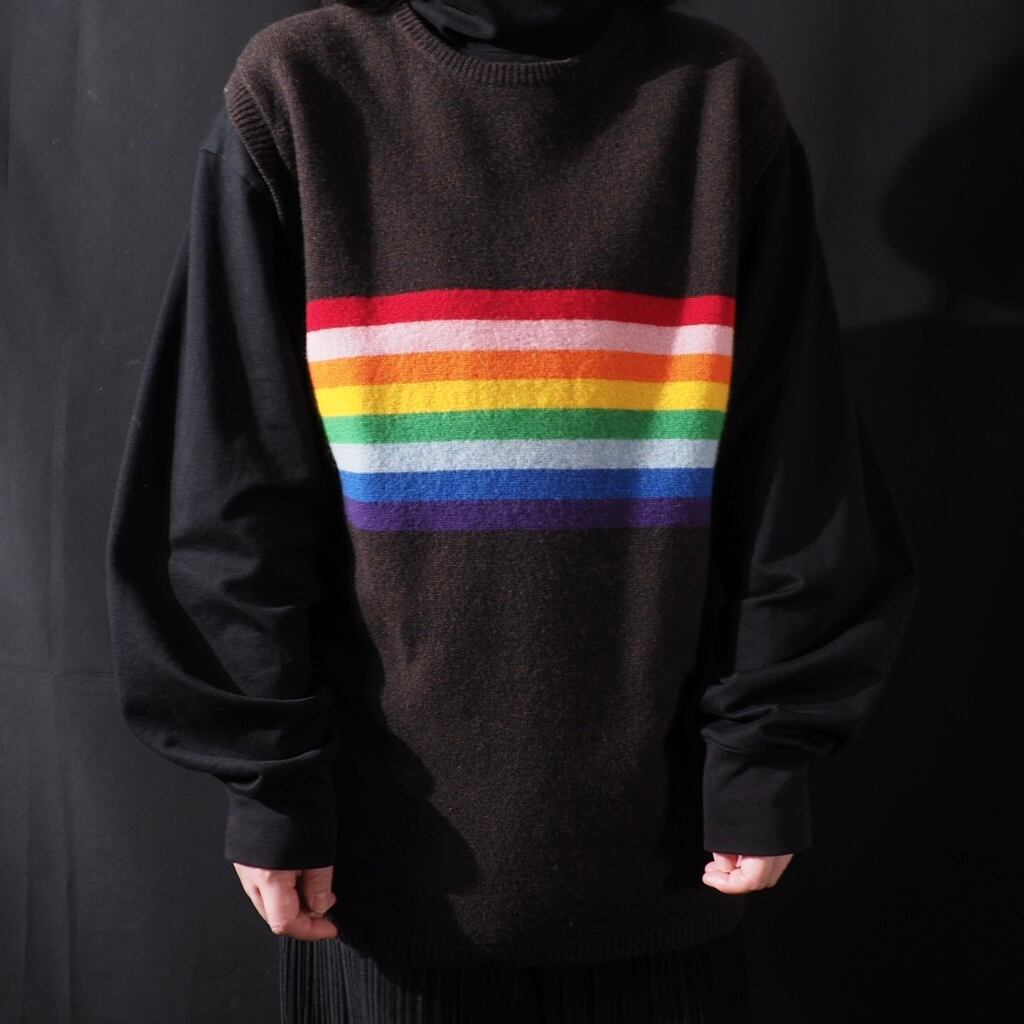 Paul Smith rainbow border design wool knit vest