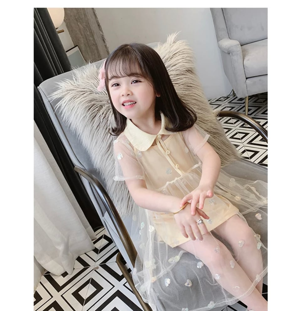 オーガンシー2ピースワンピース••••••プチプラ 海外子供服 女の子 ドレス シャツ