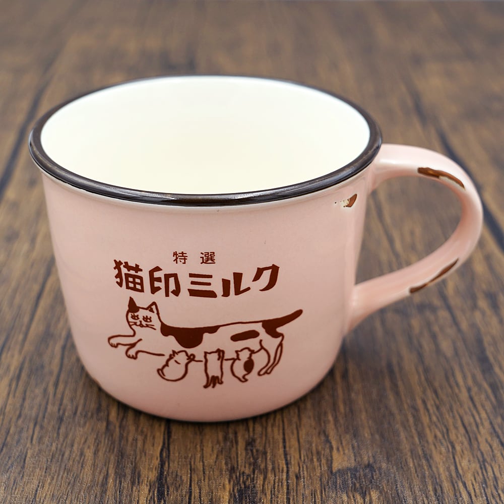 猫マグカップ(猫印ミルク)ピンク | マスノヤ衣料品店・マスノヤ猫雑貨店