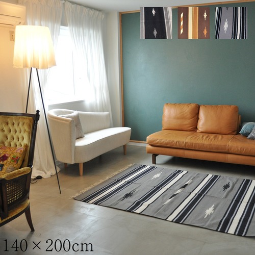 ラグ 140×200cm カットシャトル ネイティブ柄【de003fr】