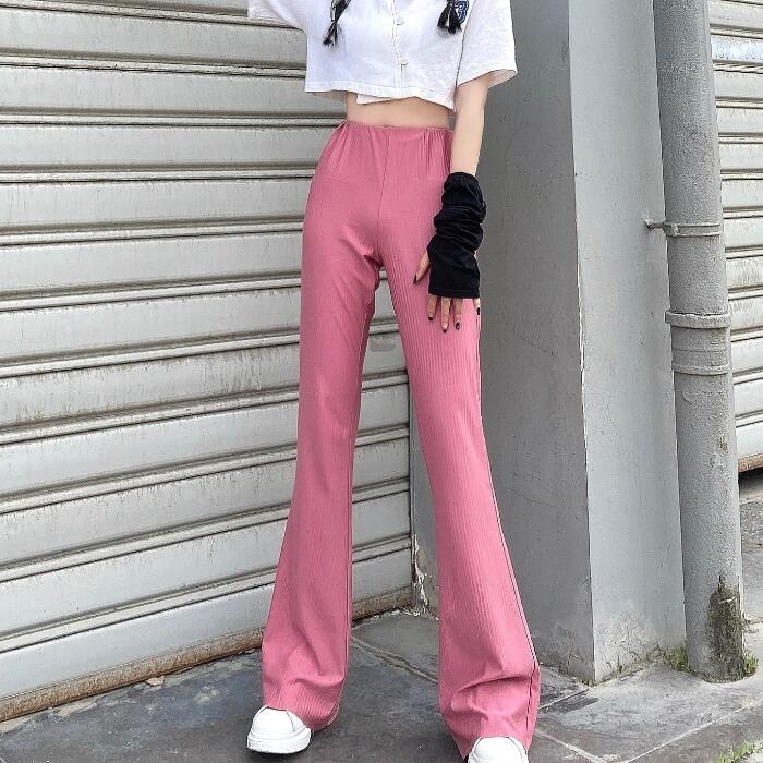 スタイルスタンダードパンツ サマー薄手カジュアル ピンク レッド レトロ 夏物 ケッペル95842190090