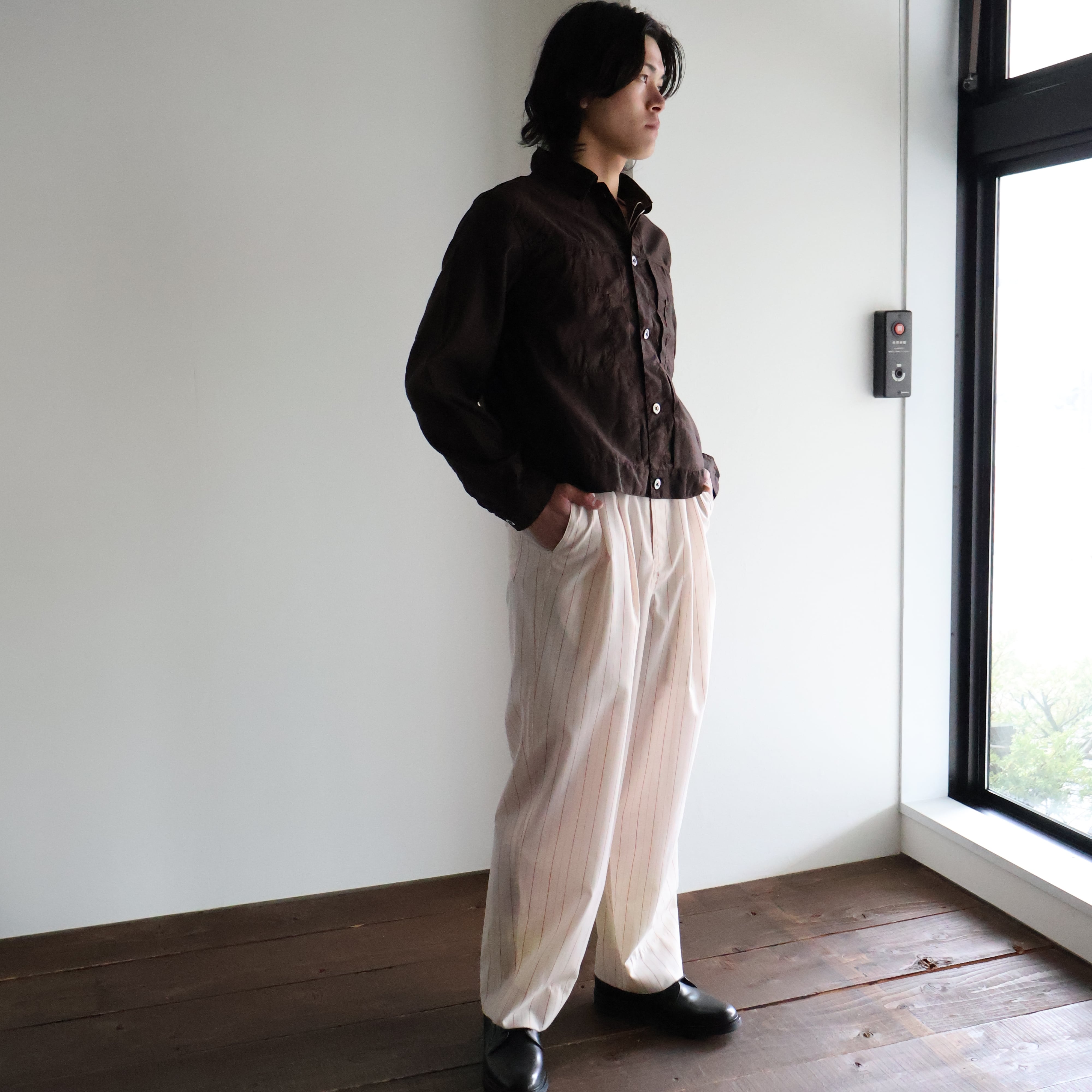 nonnotte “2-Tuck Draw Cord Wide Trousers (With Lining) (Rust Beige