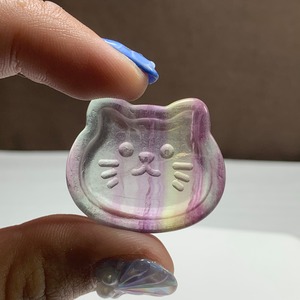 12.可愛い猫顔☆フローライト猫皿
